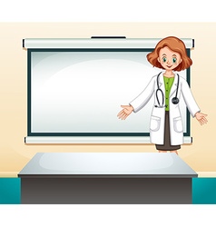 Female Doctor In Front Of White Screen