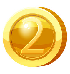 Gold Medal Coin Number 2 Symbol Golden Token