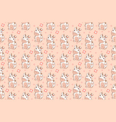 Sweet Seamless Patternlittle Cow And Pink Flowers