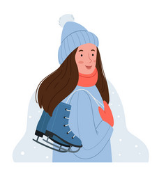 A Stylish Girl In Winter Clothes Is Holding Ice