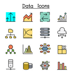 Database Data Graph Color Line Icon Set