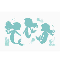 Flat Design Mermaid Silhouette