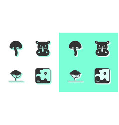 Set Africa Safari Map Mushroom African Tree