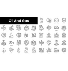 Set Of Outline Oil And Gas Icons Minimalist Thin