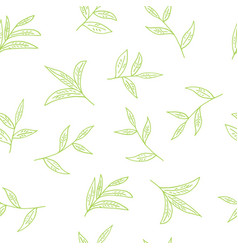 Tea Leaves Seamless Pattern Hand Drawn In Doodle