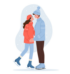 A Couple In Love In Winter Clothes