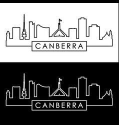 Canberra City Skyline Linear Style Editable