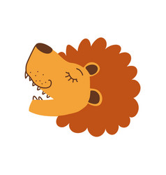 Cute Lion Head Side View Design Element Can