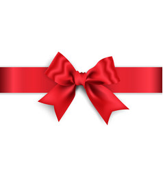 Realistic Red Bow With Wide Ribbon Isolated