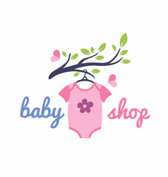 Kids clothing store logo with clothes hanging Vector Image