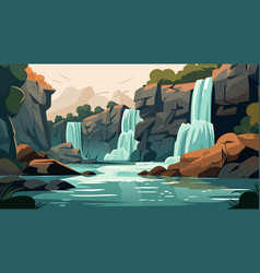 Cartoon Waterfall Landscape Background Card Poster