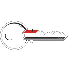 Silhouette Of A Black Key And A House With A Red