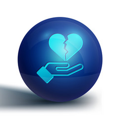 Blue Broken Heart Or Divorce Icon Isolated