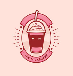 Cute Pink Strawberry Milkshake Cup Drink Logo