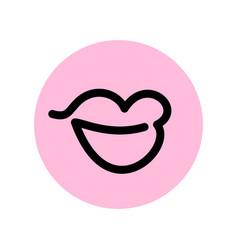 Lips Logo Round Female Thin Line Icon