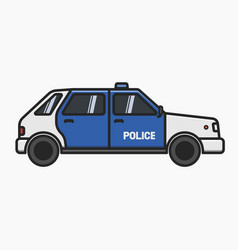 Police Car Side View Cartoon Design Isolated Flat