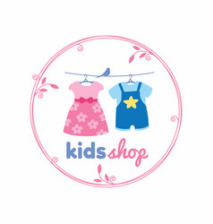 Kids Shop Circle Hanging Child Clothes Logo Design