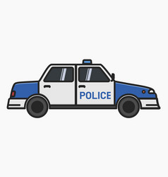 Police Car Side View Cartoon Design Flat