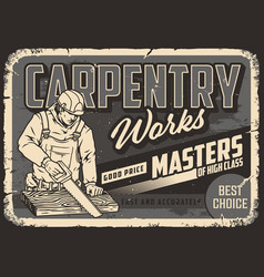 Carpentry Monochrome Poster With Worker