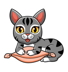 Cute Manx Cat Cartoon On The Pillow