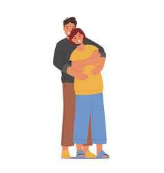 Male And Female Couple Characters Hug Intimate