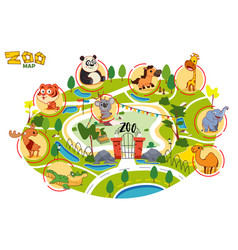 Zoo Map Cute Cartoon Animals