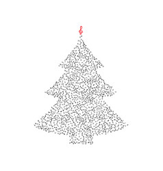 Christmas Tree Shape Made Of Music Notes Icons