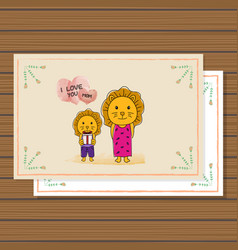 Cute Card Animal Lion For Mother Day Design