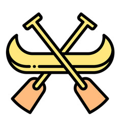 Canoe Logo Icon Outline Kayak Boat