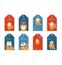 Christmas Tag Price Set Cartoon Fox Label