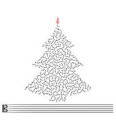 Christmas Tree Shape Made Of Music Notes Icons