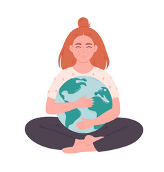 Woman Hugging Earth Globe Earth Day Saving