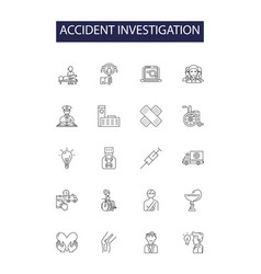 Accident Investigation Line Icons And Signs