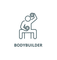 Bodybuilder Holding Dumbell Line Icon