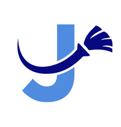 Letter J House Clean Logo With Brush Symbol