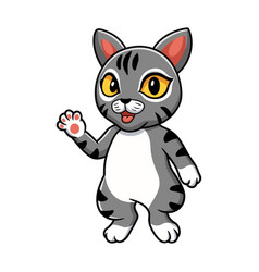 Cute Manx Cat Cartoon Waving Hand