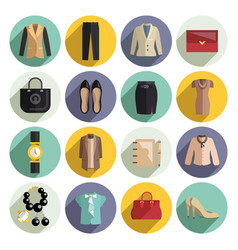 Business Woman Clothes Icons Set