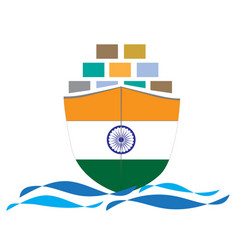 Concept Design Cargo Ship With India Flag