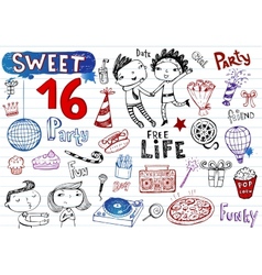 Sweet 16 Party Doodle Set