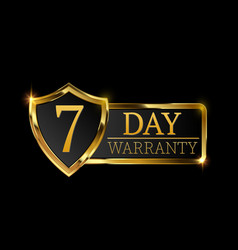 7 Day Warranty Logo With Golden Shield