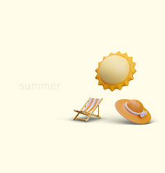 Summer Vacation Concept In Cartoon Style 3d Sun