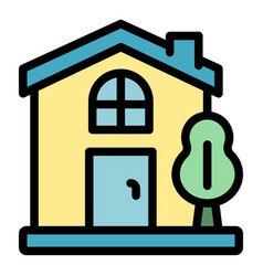 Town House Icon Color Outline