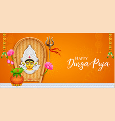 Goddess Durga Face In Happy Durga Puja Subh