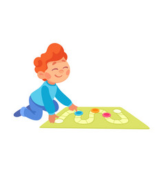 Happy Boy Playing Board Game Having Fun