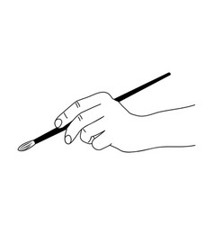 Hand Holding Paint Brush Isolated On White