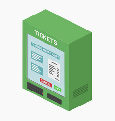 Isometric Green Ticket Vending Machine Atm