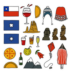 Chilean Theme Doodle Icons Color