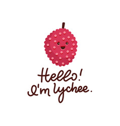 Cute Lychee Character With Saying - Hello Im