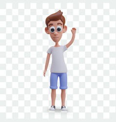 3d Boy Waving His Hand Child Character