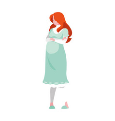 Red Hair Pregnant Woman Cartoon Design